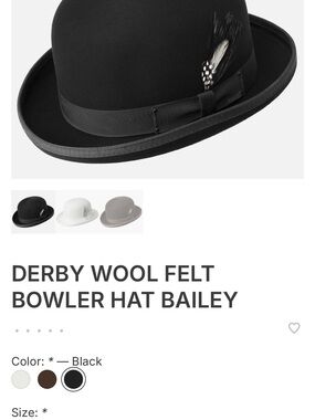 Bailey Of Hollywood Black Derby Wool Felt Bowler Hat with Feather